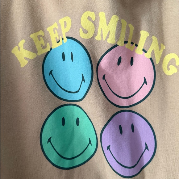 American Eagle Big Hug Keep Smiling Tan Hoodie size L Large - Picture 2 of 4